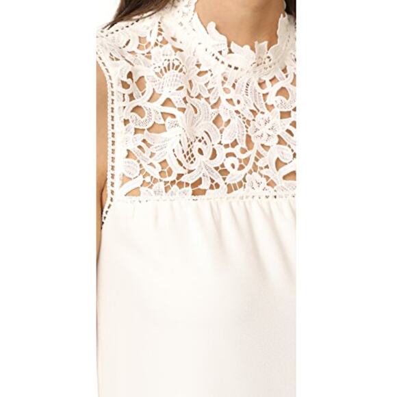 Theory Aronella Elevate Crepe Lace-Yoke Dress in Ivory Size 8 - Picture 3 of 10